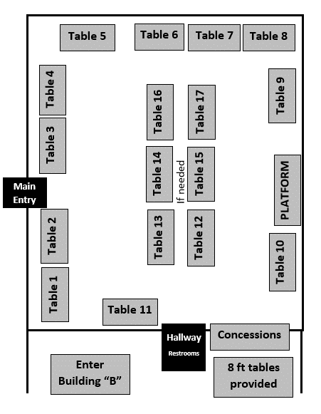 Craft booth table layout